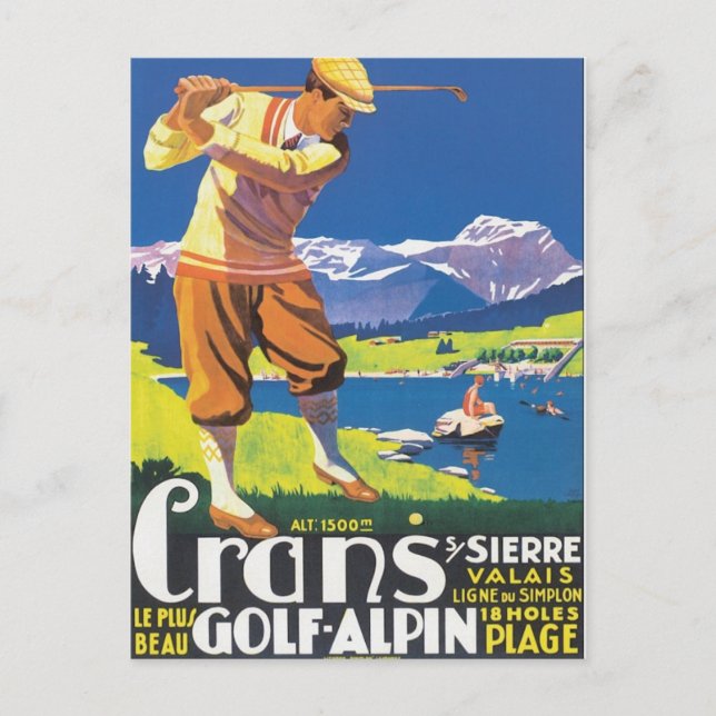 VintageCrans Golf Alpin Vykort (Framsida)