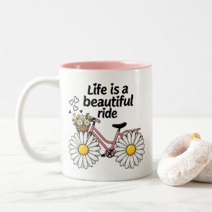 Vintagecykel Daisy Blommig Inspirerande Ritt Två-Tonad Mugg
