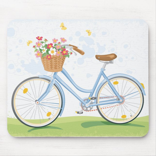 Vintagecykel med blommabasketen musmatta (Framsidan)