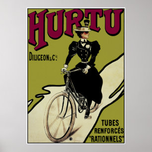 Vintagecykelaffisch: Hurtu cyklar Poster