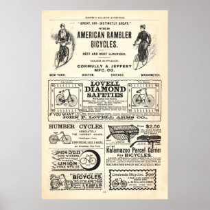 Vintagecykelannonser från 1892 poster