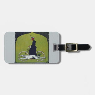 Vintagecykeldam & hund bagagebricka