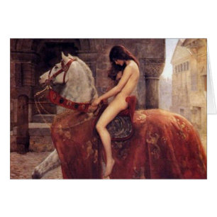 Vintagedam Godiva på hästryggkort Hälsningskort