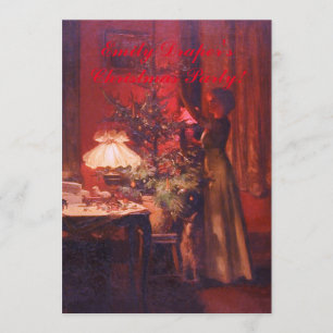 Vintagedam- och julgraninbjudan inbjudningar