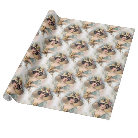 Vintagedam som slår in papper, 30" x 30', presentpapper