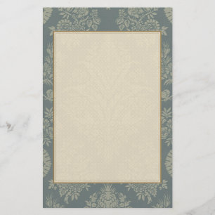 Vintagedamast i antikvitetgrönt brevpapper