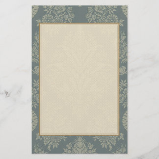 Vintagedamast i antikvitetgrönt brevpapper