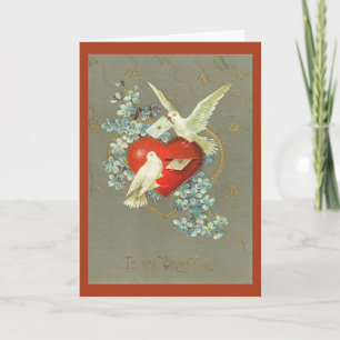 Vintageduva- och hjärtavalentines day helgkort