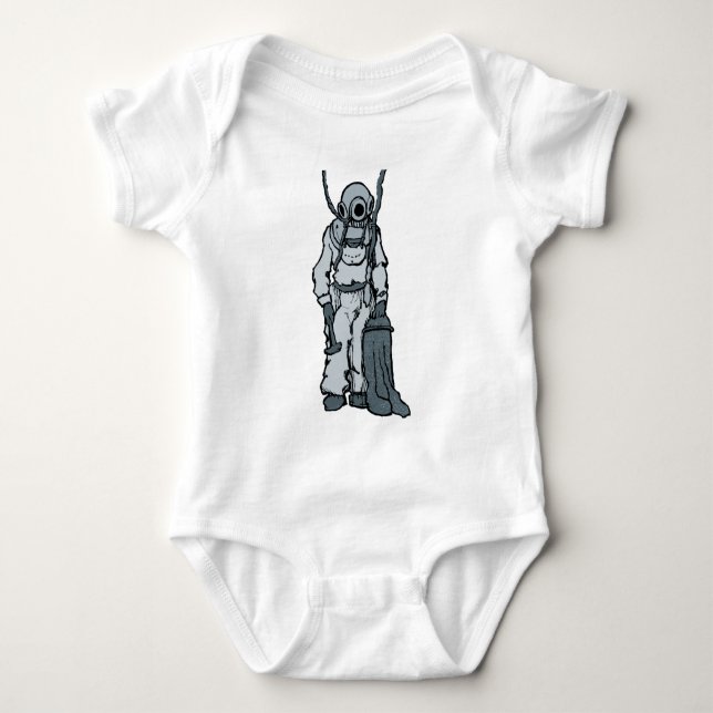 Vintagedykare med dykninghjälmillustrationen tee shirt (Framsida)