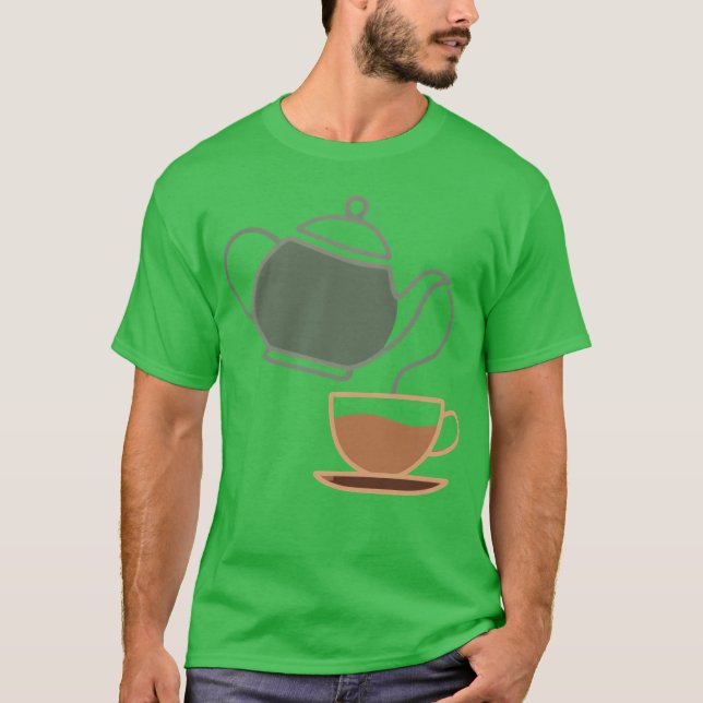 Vintageea Kettle and Cup Silhouette vintage T Shirt (Framsida)
