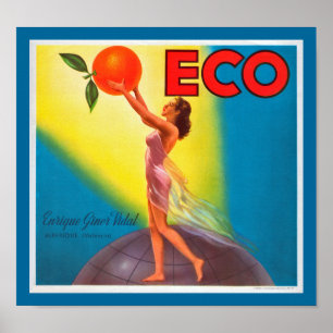 VintageEco orange etikett Poster