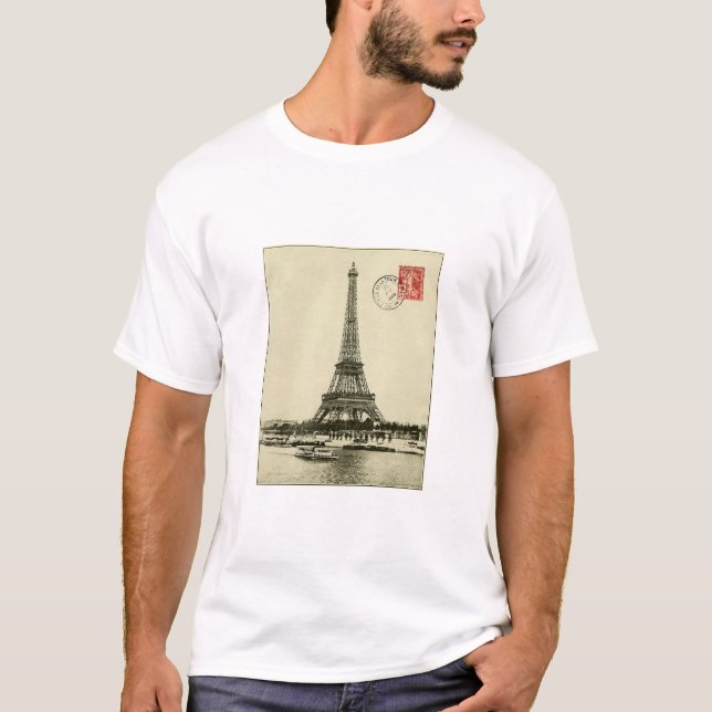 VintageEiffel torn i Paris frankriken Tee Shirt (Framsida)