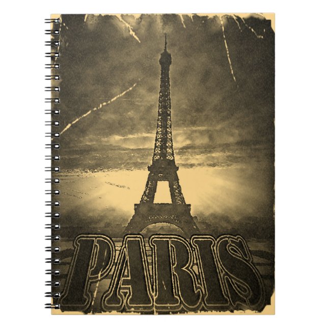 VintageEiffel torn Paris #2 - anteckningsbok Med Spiral (Framsidan)