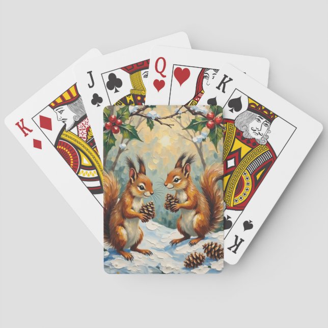 Vintageekorrar samlar kottar jul casinokort (Baksidan)