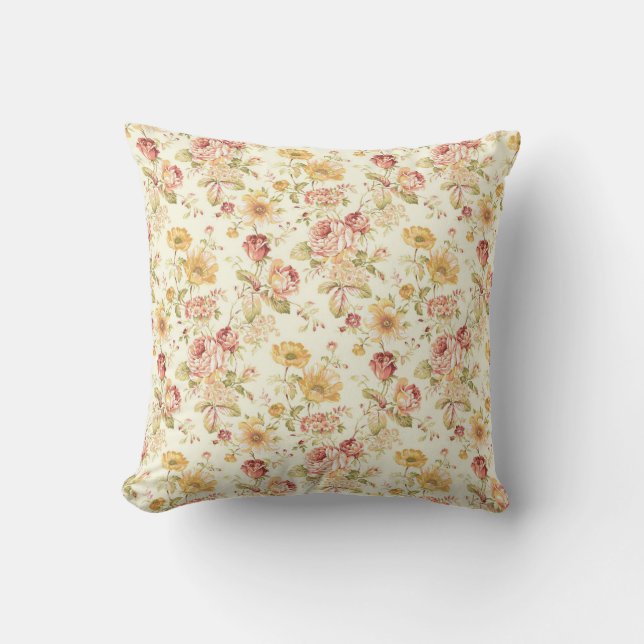 Vintageelegantblommönster Kudde (Framsida)