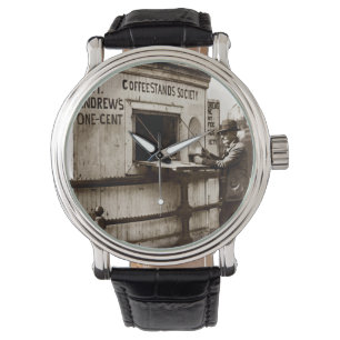 Vintageencentmyntkopp av kaffe armbandsur