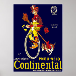 Vintageenhjulingaffisch: Kontinentala däck Poster
