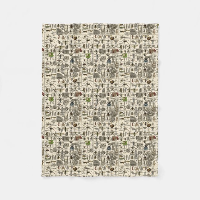 Vintageentomologi Fleecefilt (Framsidan)