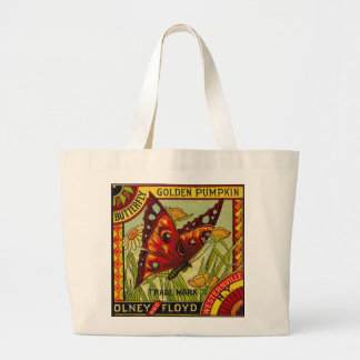 Vintageetikett med röd fjäril shopper jumbo tygkasse