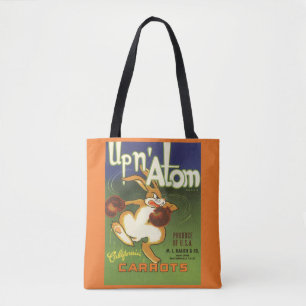 Vintageetikettkonst Boxande kanin, Up n Atom Moröt Tygkasse