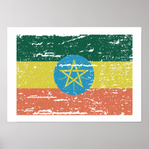 VintageEtiopien flagga Poster