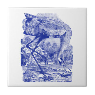 Vintagefågel som drar den tjuta kranen för | blått kakelplatta