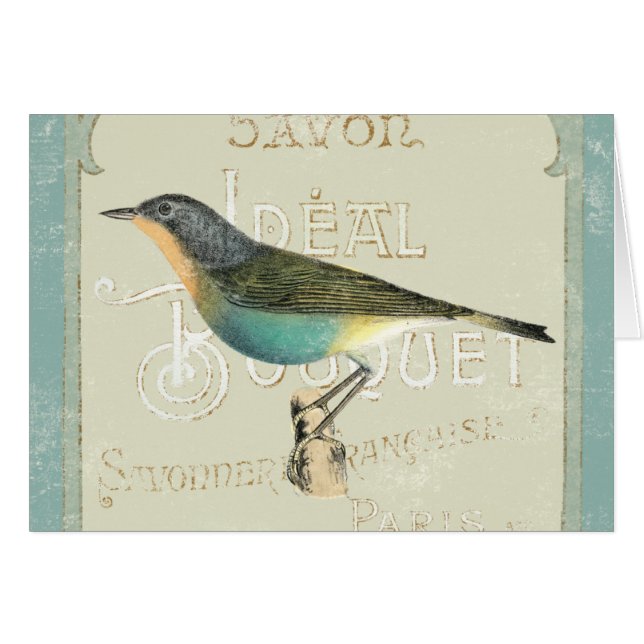 Vintagefågel som vänder mot det vänstert hälsningskort (Framsidan Horizontal)