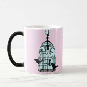 Vintagefågelburmugg med monogramen magisk mugg
