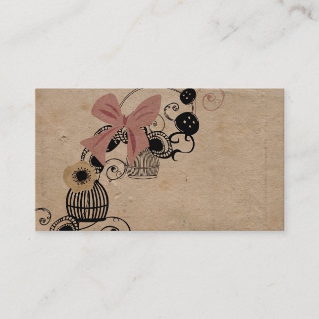 Vintagefågelburvisitkort Visitkort (Framsida)