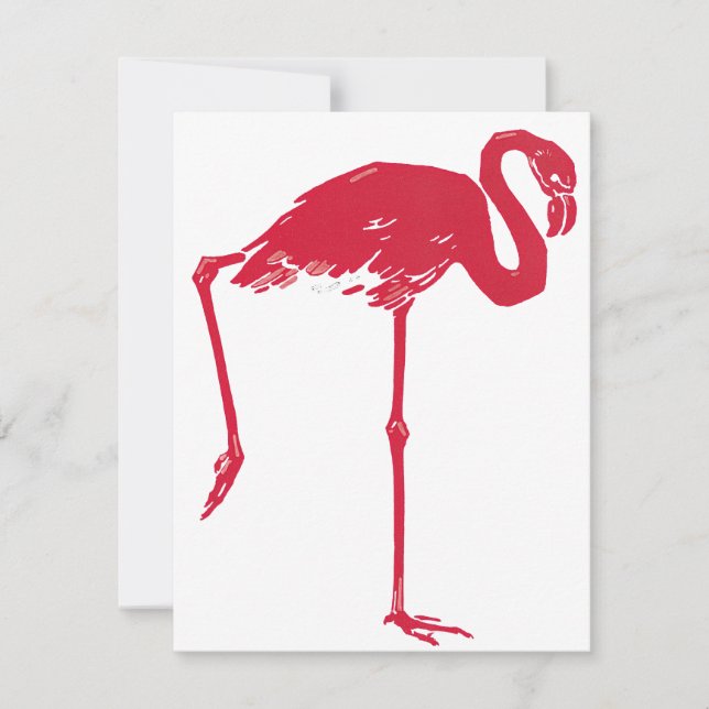 Vintagefåglar, en rosa flamingo med ett ben upp (Framsida)