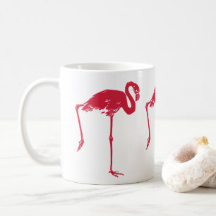 Vintagefåglar, en rosa flamingo med ett ben upp kaffemugg