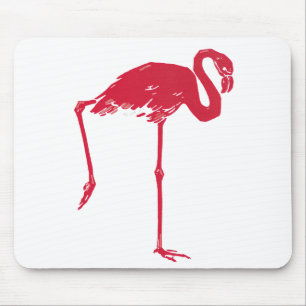 Vintagefåglar, en rosa flamingo med ett ben upp musmatta