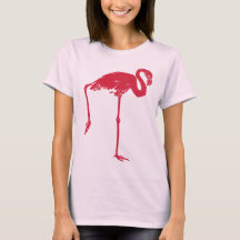 Vintagefåglar, en rosa flamingo med ett ben upp