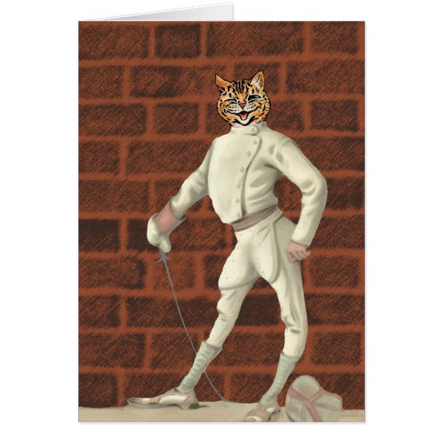 vintagefäktningkatt hälsningskort (Framsidan)