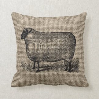 Vintagefår på Burlap Kudde