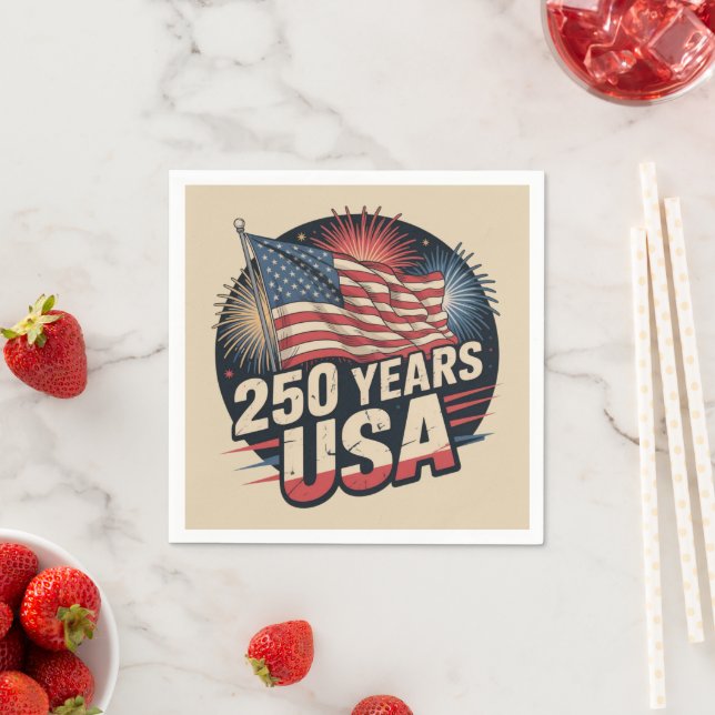 Vintagefärger amerikansk flagga 250 år USA  Pappersservett (Insitu)