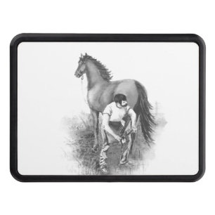 VintageFarrierhäst som skor svart vitkonst Skydd För Dragkrok