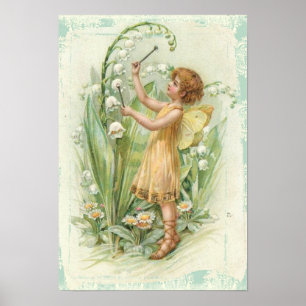 Vintagefe med blommor poster