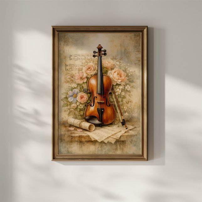 Vintagefiolblomstermotiv Poster (Skapare uppladdad)