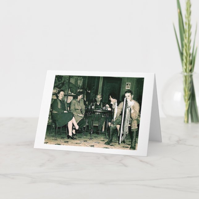 Vintagefiskare i en Wisconsin pub Helgkort (Framsida)