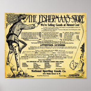 Vintagefiskelager och redskaptryck poster