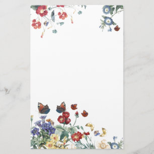 Vintagefjärilsträdgården blommar brevpapper