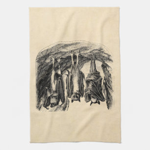 Vintagefladdermöss1800s som flyger rävfladdermö kökshandduk