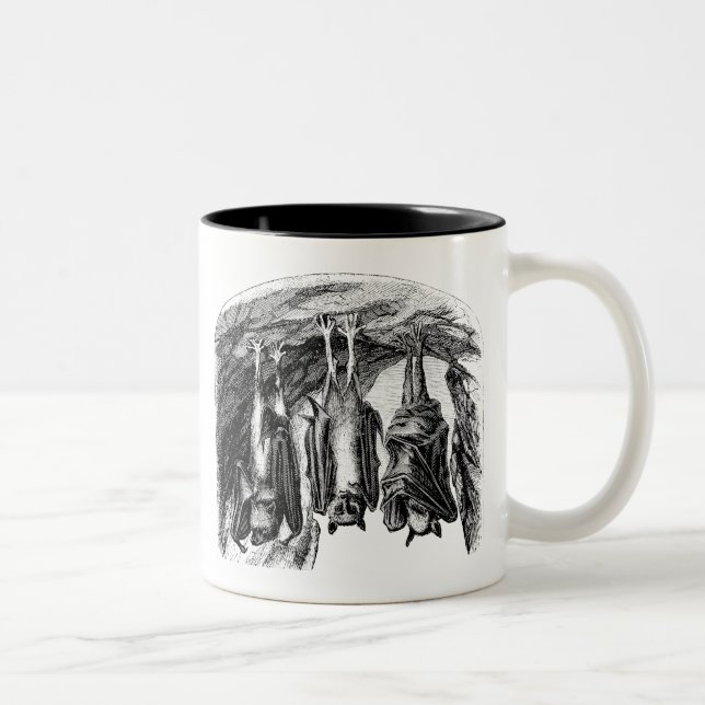 Vintagefladdermöss1800s som flyger rävfladdermöss Två-Tonad mugg (Höger)