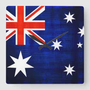 Vintageflagga Australien 2 Fyrkantig Klocka
