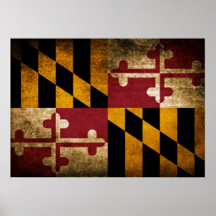 Vintageflagga av Maryland Poster
