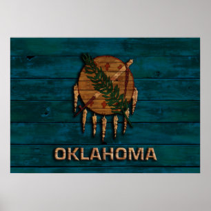 Vintageflagga av Oklahoma Poster