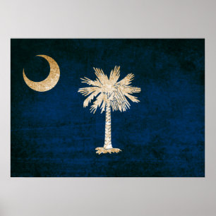 Vintageflagga av South Carolina Poster