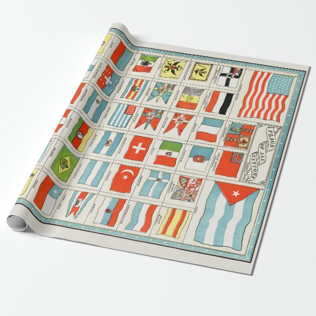 Vintageflaggor från alla nationer utbildningsaffis presentpapper (Utrullad)