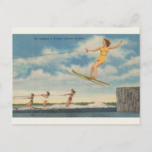 VintageFlorida Cypress trädgårdar skidar Vykort